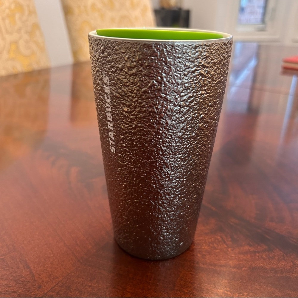 Starbucks Ceramic Tumbler Mug Holiday Silver Metallic Foil Hammered Texture 2023